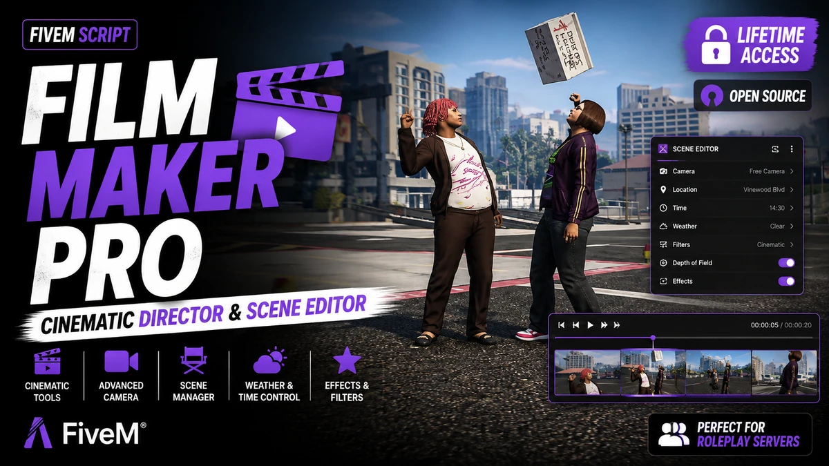 Film Maker Pro FiveM | Cinematic Director & Scene Editor | Lifetime Access | Open Source
